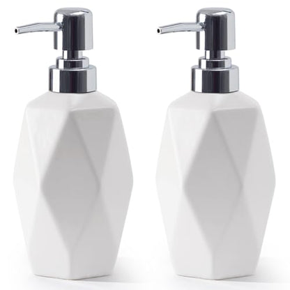 Soap Dispenser, 13.5oz Ceramic Soap Dispenser Bathroom for Kitchen & Bathroom Set of 2 (White, 2 Pack) - color: White X 2