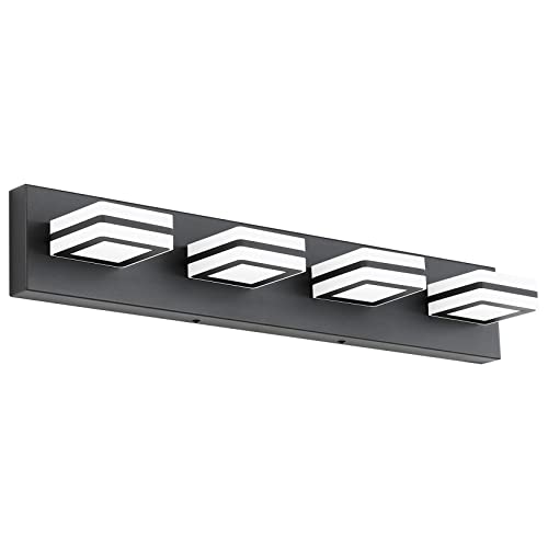 Ralbay Modern LED Bathroom Vanity Lights 4 Lights LED Black Bathoom Wall Lighting Over Mirror Up and Down Acrylic Matte Black Vanity Lights - color: Black, size: 4 Light