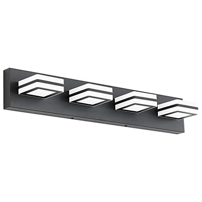 Ralbay Modern LED Bathroom Vanity Lights 4 Lights LED Black Bathoom Wall Lighting Over Mirror Up and Down Acrylic Matte Black Vanity Lights - color: Black, size: 4 Light