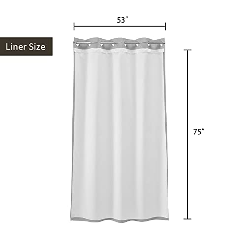 River Dream 54" W Stall Waffle No Hooks Shower Curtain with Snap in Liner,Cotton Blend Fabric Shower Curtain for Bathroom,Hotel Quality,Grey,54Wx80L - color: Grey, size: 54"W x 80"L (Pack of 1)