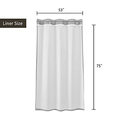 River Dream 54" W Stall Waffle No Hooks Shower Curtain with Snap in Liner,Cotton Blend Fabric Shower Curtain for Bathroom,Hotel Quality,Grey,54Wx80L - color: Grey, size: 54"W x 80"L (Pack of 1)