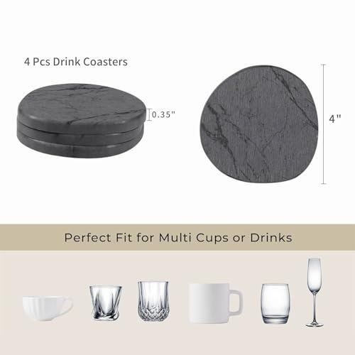 Diatomaceous Earth Coasters Set of 4，Super Absorbent Quick-Dry Heat-Resistant Drink and coffee Coasters, Modern Stone Irregular Design for Kitchen Counter and Coffee Table (Grey Coaster) - color: Grey Coaster