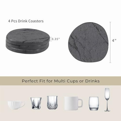 Diatomaceous Earth Coasters Set of 4，Super Absorbent Quick-Dry Heat-Resistant Drink and coffee Coasters, Modern Stone Irregular Design for Kitchen Counter and Coffee Table (Grey Coaster) - color: Grey Coaster