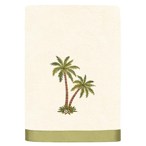Flourish 4-Piece Premium Towel Set, Island Style Embroidery, Plush Turkish Cotton, Durable & Quick Dry, Elegant Bath Ensemble, 2 Bath 2 Hand Towels, Beige - color: Beige, size: 2 Pcs Bath 2 Pcs Hand Towel