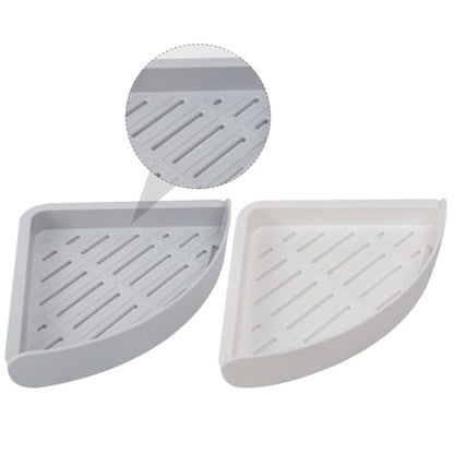 SHINEOFI 2Pcs Plastic Bathroom Corner Shelf Wall Mounted Storage Racks with Drainage Design Installation Organizer for Shower and Kitchen Space Saving