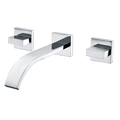 Sumerain Wall Mount Lavatory Faucet Two Handle Bathroom Faucet Brass Chrome - color: Chrome