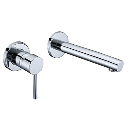 SUMERAIN Wall Mount Bathroom Faucet in Chrome Single Left-Handed Handle | Modern Design, 2 Holes, Includes Rough-in Valve - color: Chrome, size: Left-Handed