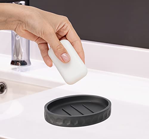 Bathroom Accessory Set - 6 Pcs Black Bathroom Accessories Set with Trash Can, Toothbrush Holder, Toothbrush Cup, Soap Dispenser, Soap Dish, Toilet Brush with Holder - Accessoire Salle de Bain - color: Black Effect