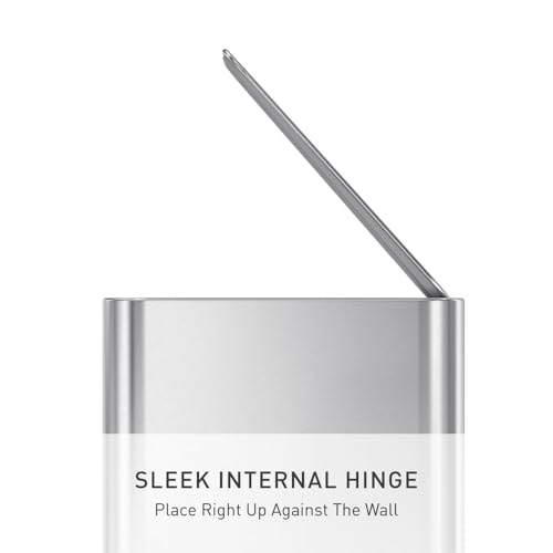simplehuman Slim Step Can, 5L / 1.3 Gallon Compact Bathroom Trash Can, Liner Pocket®, Sleek Internal Hinge, 150,000-Step All-Steel Pedal, Lid Shox® Silent Close, Brushed Stainless Steel - color: Brushed, size: 5L