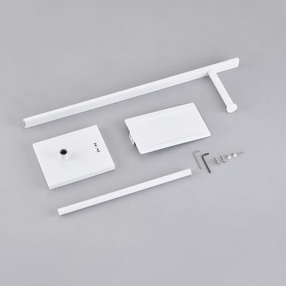 Freestanding Toilet Paper Holder for Bathroom–Stainless Steel Square Tissue Dispenser with Storage Tray & Roll Organizer (White) - color: White