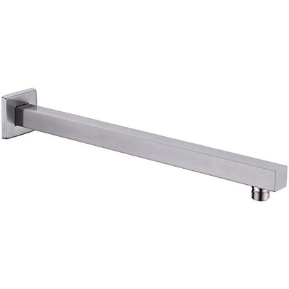 Square Shower Arm with Flange Heavy Duty Stainless Steel Rainfall Shower Head Extension Pipe, Bathroom Wall Mounted 16 Inch Extender Arm, Brushed Nickel - color: Brushed Nickel