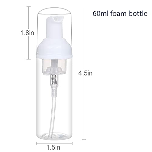 ROMROC 24PCS Travel Foam Pump Bottle Dispenser 2oz/60ml Lash Shampoo Bottle | Refillable Plastic Empty Foaming Soap Bottle for Lash Shampoo Hand Soap Shampoo Lash Cleanser Packaging Liquid Cleaning ﻿