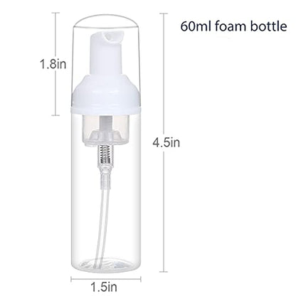ROMROC 24PCS Travel Foam Pump Bottle Dispenser 2oz/60ml Lash Shampoo Bottle | Refillable Plastic Empty Foaming Soap Bottle for Lash Shampoo Hand Soap Shampoo Lash Cleanser Packaging Liquid Cleaning ﻿