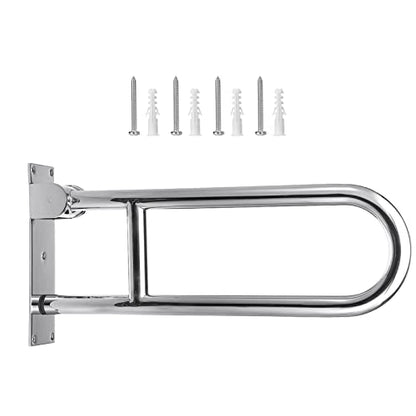 Flip-Up Bathroom Grab Bar 304 Stainless Steel Toilet Safety Handrails 23.6 Inch Foldable Handicap Grab Rail Shower Assist Support for Elderly Seniors Disabled Pregnant,Gloss - color: Gloss