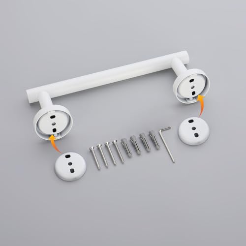 GERZWY 9-Inch Bath Towel Bar SUS 304 Stainless Steel Bathroom Towel Bar Modern Round Style Wall Mount, White - color: White, size: 9 Inch (Pack of 1)