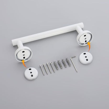 GERZWY 9-Inch Bath Towel Bar SUS 304 Stainless Steel Bathroom Towel Bar Modern Round Style Wall Mount, White - color: White, size: 9 Inch (Pack of 1)