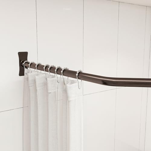 Naiture L Shape Shower Curtain Rod, 18-1/2" X 26" X 36", Oil Rubbed Bronze | Aluminum, Includes 36" Ceiling Support & Hardware, Cut to Fit, Permanent Mount, Counterpart Wall Size 54" x 36" - color: Oil Rubbed Bronze, size: 18-1/2" X 26" X 36"