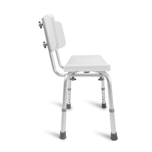 DMI Shower Chair Bath Seat for Tub or Shower Bench for inside shower, Made of Non Slip Aluminum with Plastic Seat, No Tools Needed, Adjustable Height, Holds Weight up to 300 Pounds, Bath Chair, White - style: Chair with Integrated Handles