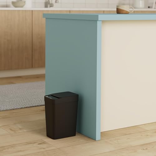 Anborry Bathroom Automatic Trash Can 2 Pack 2.2 Gallon Touchless Motion Sensor Small Slim Garbage Can with Lid Smart Electric Narrow Garbage Bin for Bedroom Office Kitchen (Black) - color: 2 Pack 2.2 Gallon & 2.2 Gallon Black