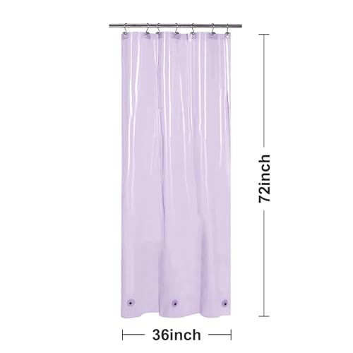 Barossa Design Clear Lavender Stall Shower Curtain Liner, 36" W x 72" H | Waterproof PEVA, PVC Free, Metal Grommets, Lightweight Plastic Shower Liner 36 x 72 Inches for Narrow Small Bathroom Stall - color: Clear Lavender, size: 36"W x 72"L (Pack of 1)