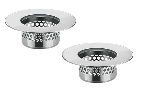 Bathroom Sink Filter - Fits 1.25"-1.60" Hole (2pcs) | Stainless Steel Hair Catcher for Bathroom/Bathtub/Laundry/RV Sink - color: Silver
