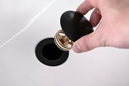 AVSIILE Matte Black Bathroom Sink Drain Without Overflow Vessel Sink Lavatory Vanity Pop Up Drain Stopper, All Metal Rustproof Brass and 304 Stainless Steel - color: Matte Black, style: Non-overflow
