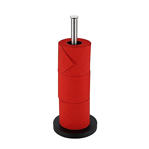 JQK Toilet Paper Storage Stand, 304 Stainless Steel Thicken 0.8mm Tissue Reserve Holder Dispenser for Bathroom, Brushed Steel, TPS180-BN - color: Brushed & Black Base
