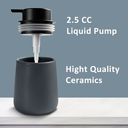 Soap Dispenser Ceramic with Easy-to-Press Pump Hand Lotion Liquid Dispenser for Shampoo Bathroom Kitchen 12 oz Grey - color: Liquid-grey