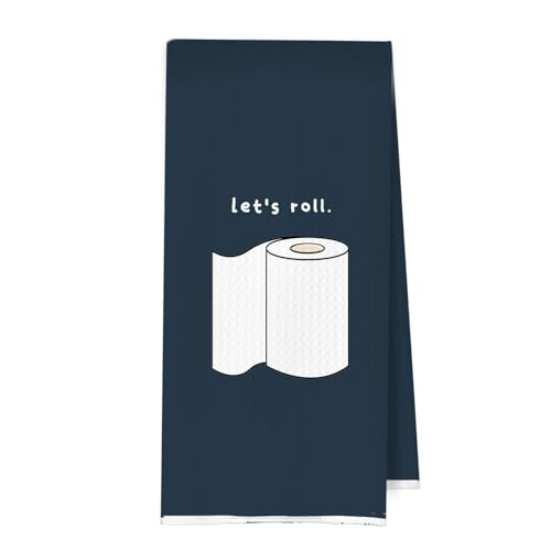Funny Hand Towels for Bathroom - Toilet Paper Decorative Waffle Hand Towels, Dark Blue, 16x24 Inchs - color: Towel- 17