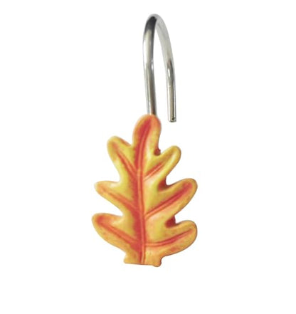Twofish Home Autumn Leaves Anti-Rust Shower Curtain Hooks - Decorative Resin Rings Set of 12 - color: Autumn Leaves