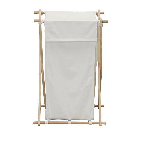 Household Essentials White Househod Essentials Laundry Hamper with Wood X Frame Large - color: White, style: Hamper