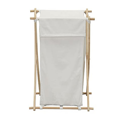 Household Essentials White Househod Essentials Laundry Hamper with Wood X Frame Large - color: White, style: Hamper
