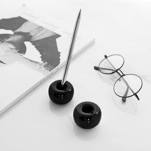 Mini Ceramics Toothbrush Stand for Bathroom Vanity Countertop, Handmade Couple Toothbrush Head and Shaver Holder, Office Pen Holder, 2-Piece Set Black - color: Black&black