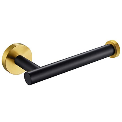 Toilet Paper Holder, Black & Gold, 304 Stainless Steel | Open-Side Roll Access, Raised End Stop, Space-Saving Design, Modern Bathroom Refresh, Small Bath & Guest Bath Use - color: Black & Gold
