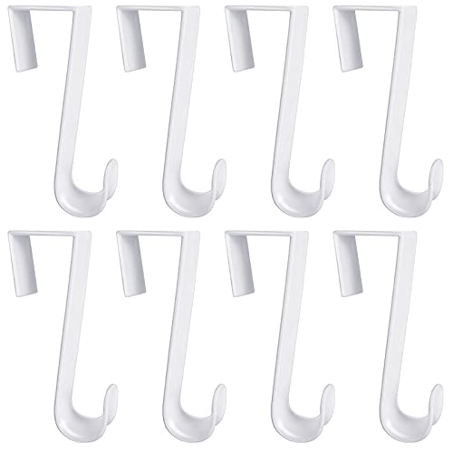 Jetec 8 Pcs Plastic Over the Door Clothes Hooks Bulk 4.72 Inch Long White Clothing Hanger Hooks Over the Door Hanging Hanger for Home Kitchen Bedroom Decoration (4.72‘’ Long)