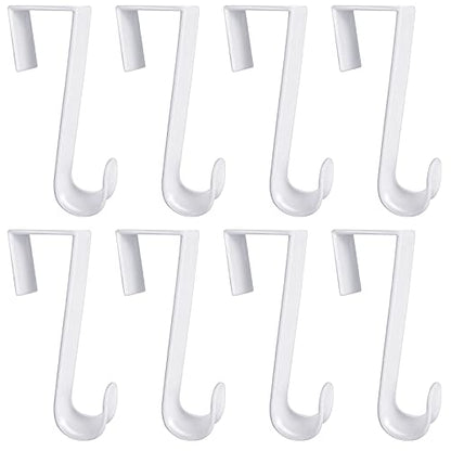Jetec 8 Pcs Plastic Over the Door Clothes Hooks Bulk 4.72 Inch Long White Clothing Hanger Hooks Over the Door Hanging Hanger for Home Kitchen Bedroom Decoration (4.72‘’ Long)