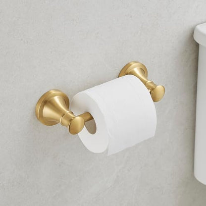 Bathroom Toilet Paper Holder Wall Mount Tissue Holder Brushed Gold | Rustproof Toilet Tissue Roll Holder, Flexible Double Post Pivoting Handle, Bathroom Accessories SUS304 Stainless Steel - color: Brushed Gold
