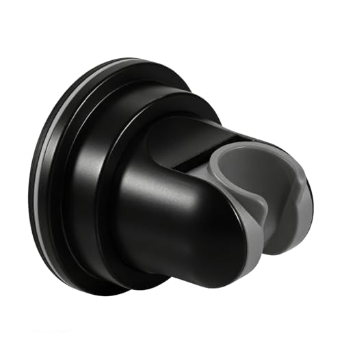 Hand held Showerhead Holder Wall Mounted with Suction Cup - Reusable- Wide Anlge Adustable Shower Hose Holder (Matte Black) - style: Matte Black
