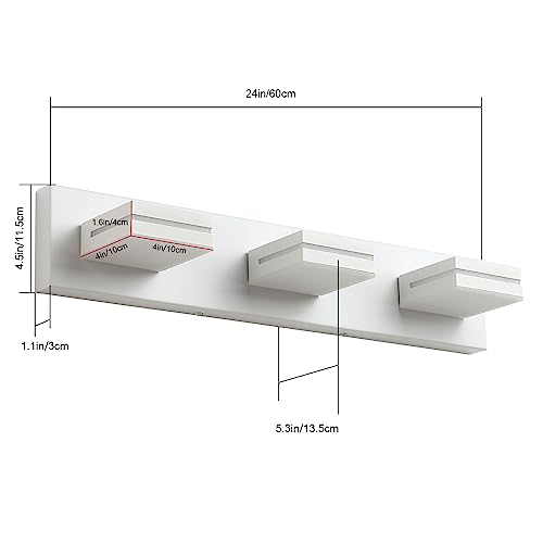 SineRise LED Modern Bathroom Vanity Light Fixtures, Modern Acrylic Bathroom Wall Lighting Fixtures Over Mirror, 3-Light, 24-Inch, White, 100%-0% White - color: White, 100%-0% White, size: 3-Light, 24-Inch