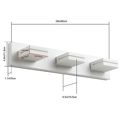 SineRise LED Modern Bathroom Vanity Light Fixtures, Modern Acrylic Bathroom Wall Lighting Fixtures Over Mirror, 3-Light, 24-Inch, White, 100%-0% White - color: White, 100%-0% White, size: 3-Light, 24-Inch