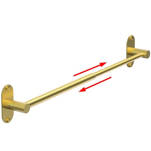 Towel Bar, Adhesive or Drill Wall Mount, Brushed Gold, 1 Pack | Adjustable 14.4 to 25.2 Inch, 304 Stainless Steel Hand Towel Holder, Round Base Towel Racks for Bathroom, Kitchen Use - color: Standard Length–gold