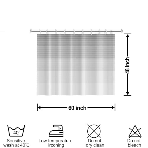 Boho White Gray Striped Small Bathroom Window Curtain 60" Wx48 L | Black Bohemian Geometric, Polyester Waterproof, Machine Washable, Kitchen Dishwasher Cabinet , Easy to Install with 10 Hooks - color: Grey, size: 60"W x 48"L (Pack of 1)
