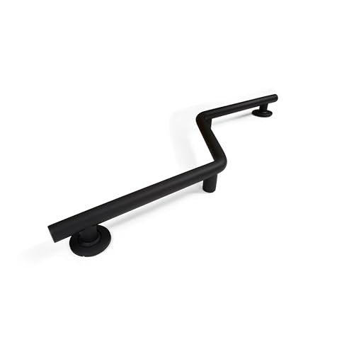 Bathroom Grab Bar, 38 inch Stainless Steel, Left Handed Zuma Bar, 1.25 inch Diameter, Handicap Grab Bar, Safety Rail, Matte Black - color: Matte Black, style: Left-Hand