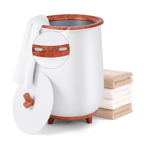 HOMGX Towel Warmer Bucket, 23L Large Towel Warmer for Bathroom, Auto Shut Off Towel Heater w/3 Heat Modes, 4 Timers, Fits Up to Two 40"X70" Oversized Towels, Bathrobes, Blankets (Coffee)