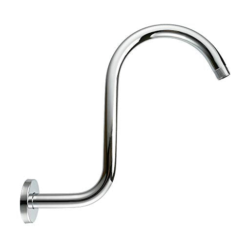 Purelux Goose Neck Shower Arm Water Outlet PJ1201 Made of Stainless Steel, Chrome Finish Showerhead Extension - color: S - Chrome