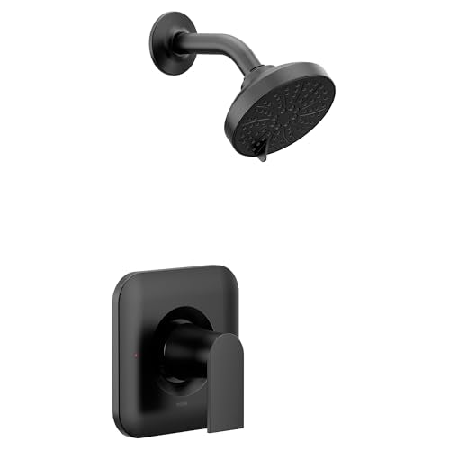 Moen Genta LX Pressure Balancing Eco-Performance Modern Shower Trim with Showerhead and Lever Handle, Posi-Temp Valve Required, Matte Black, T2472EPBL - color: Matte Black, size: (Pack of 1)