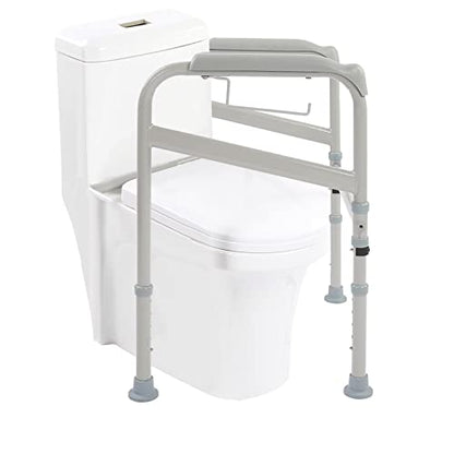 Adjustable Toilet Safety Rail – Height & Width Adjustable Grab Bar, Non Slip Armrests, Folding Bathroom Handrail for Elderly & Disabled Support
