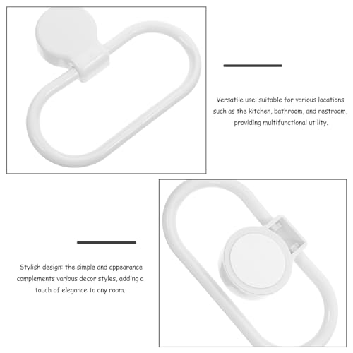 OSALADI 3PCS Self Adhesive Towel Ring Thickened Wall-Mount Hand Towel Holder Rack for Bathroom Kitchen No Drilling Easy Installation White