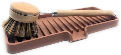 Silicone Soap Dish Tray and Sponge Holder with Drain Chute, Rectangular, Kitchen and Bathroom Sink Organizer (Mocha, 9"x3.5") - color: Mocha, size: (MD) 9"x3.5"