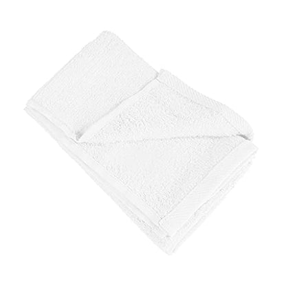 TBF 12pcs Fingertip Hand Towels, Affordable 100% Cotton Washcloths (11x18) (White, Hemmed)